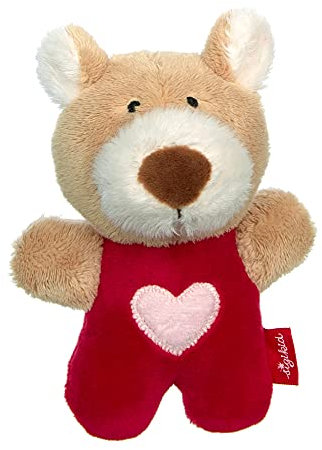 SIGIKID 42800 Rassel Bär Red Stars Mädchen Babyspielzeug empfohlen ab Geburt rot/beige