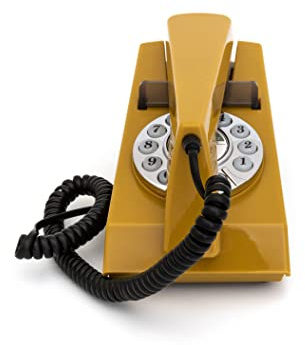 GPO Trim Phone, Push Button Retro Landline Corded Telephone, Authentic Bell Ring for Home, Hotels-(Mustard)