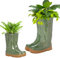 Dibor Set of 2 Flower Pot Planters - Small & Large Wellington Boot Plant Pot Wedding Anniversary Autumn Gardening Gift Set (Green)