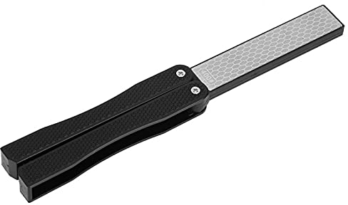 Pierre à Aiguiser Diamant Double Grain, Grain 400/600, Pierre à Aiguiser Diamant de Poche Pliable, Pierre à Aiguiser Double Face pour Camping, Cuisine, Jardin(Nouveau noir)