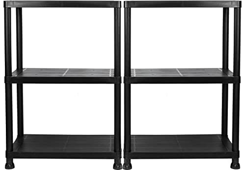 TekBox Garage Storage Shelves Black Plastic Shed Office 3 4 or 5 Tier Shelving Unit (2, 3 Tier)