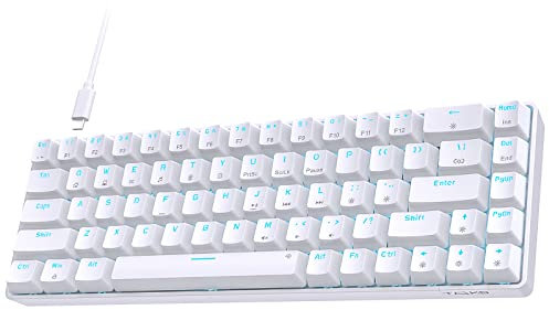 TMKB Gaming Mechanical Keyboard, T68se 65% Percent Wired USB Keyboard, QWERTY Mini Brown Switches Keyboard for PC Windows/Mac OS, White