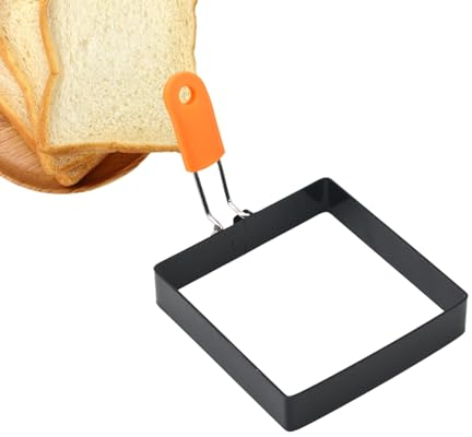 Povanjer Stampo quadrato per uova, per friggere | Anello quadrato per uova fritte, in acciaio inox, per pancake con manico in silicone per colazione, frittata e panini