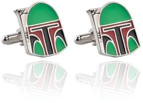 GAUEIOUR Mens Movies Boba Fett Helmet Cufflinks Cartoon Cosplay Fashion Polished Alloy Jewelry Shirt Accessories Fans Presents