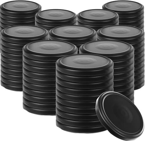 KADAX Schraubdeckel fi82 mm, Twist-Off-Deckel Set aus Metall, Ersatzdeckel für Einmachgläser, Deckel mit 6 Einrastzähnen für Sturzgläser und Einmachgläser (mattes Schwarz, 100 Stück)