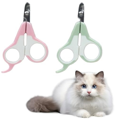 EIYVPRA 2 Krallenschere Katzen, Katzenkrallen Schneider 2 mm mit Loch, Edelstahl Katzennagelschneider, Nagelknipser für Katzen, Katzen Krallenschneider, krallenschere katzen, Anfänger Toll Geeigne