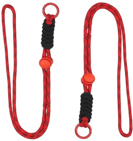 PATIKIL Lanière tressée 2 pièces Porte-clés tressé avec mousqueton en métal, rouge & noir