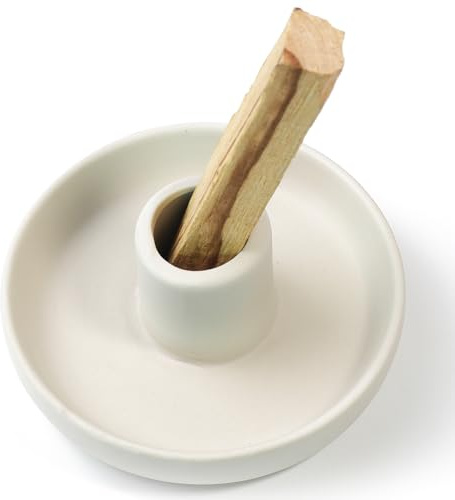 BEYLAB Porta Palo Santo, Porta incenso per Bastoncini di Palo Santo Bruciatore, Supporto per Bruciatore a Legna per Meditazione Yoga con Raccoglitore Cenere Moderno Minimalista - Bianco puro