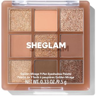 SHEGLAM Lidschattenpalette 9 Farben Ultra-pigmentierte Schimmer Matte Töne, Vegan & Tierversuchsfrei-Golden Mirage