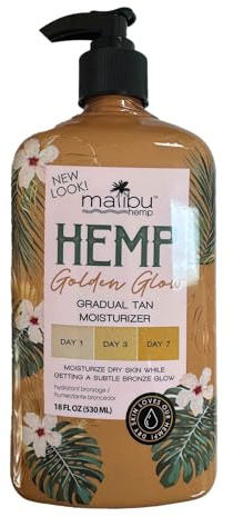 Malibu Hemp Golden Glow Gradual Tan Moisturizer, 18 fl oz