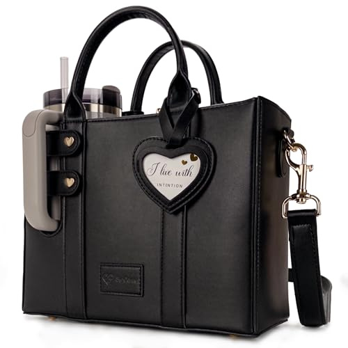 SipCarry stanley cup purse tote bag for stanley cup holder 40 oz purse organizer for tumbler bag for women, Midnight Onyx, 10.5 L x 8 H, Utility