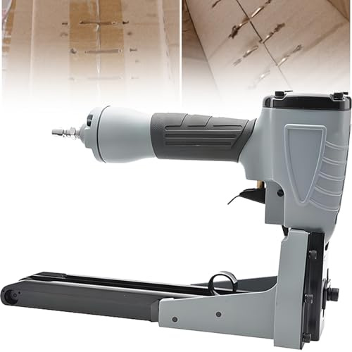 SHENGSHIYU Agrafeuse pour Carton épais,Capacité 100 Agrafes,Largeur D'agrafes 35mm,Plage D'agrafage 15-18mm,Agrafeuse Pneumatique Adapté Aux Lignes d'emballage (Cartons/Plastique)