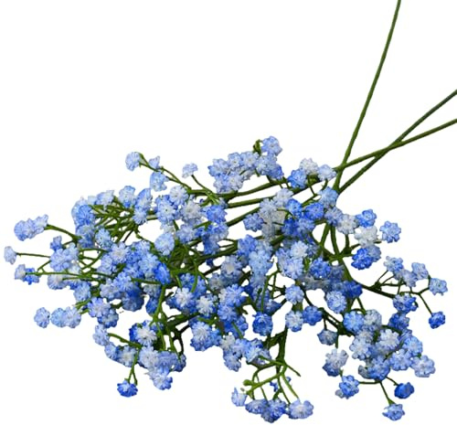 Mtbricey 6 Artificial Blue Baby's Breath Flowers Real Touch Faux Bouquets (Blue)