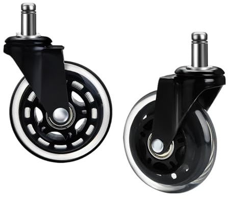 1 styck tyst hjul 3 tums kontorsstolshjul ersättning 60 kg vridbar mjuk gummisäkerhetsrulle möbelbeslag (10 x 22 mm – 1 st, 3 tum)