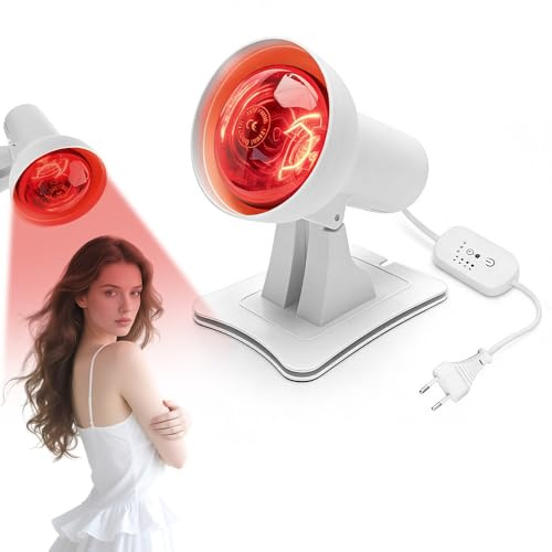 SGZIOO Lampada Infrarossi 150 W, Lampada Infrarossi Riscaldante con Timer e Temperatura Regolabile, Angolo Regolabile, Infrared Light Therapy per Rilassare i Muscoli Stanchi