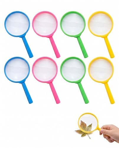 YIPFEN 8 Pièces Mini Loupes Jouet Détective Ensemble pour Enfants, Loupe en Plastique, Cadeaux d'anniversaire pour Enfants, Maison École Extérieur