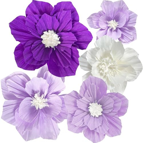 5 Piezas Flores de Papel Crepé 3D Decoraciones de Pared Florales