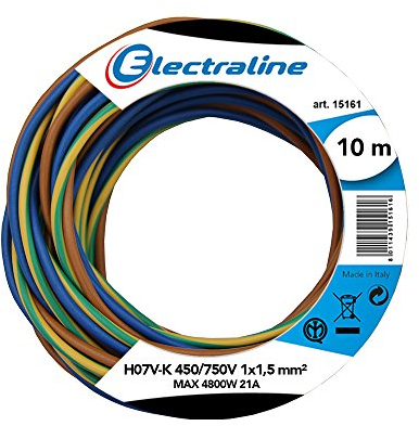 Electraline 25139, Câble H07V-K, Section 3x1x1,5 mm, 10m, multicolore