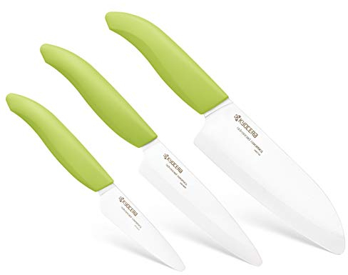 Kyocera 3Piece Advanced ceramic Revolution Series Knife Set, green