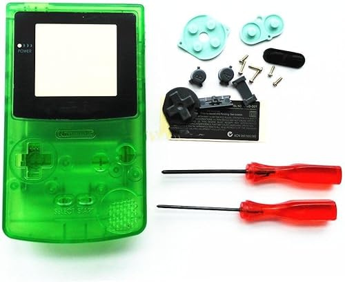New Full Housing Shell Case Cover Pack with Screwdriver Buttons for Gameboy Color GBC Repair Part-Clear Green