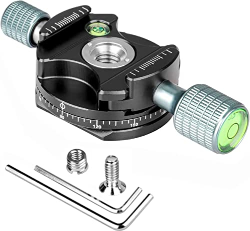 Koolehaoda 360 ° Mini Cabeza Panorámica Abrazadera de metal Compatible con RRS / Arca-Swiss Cabeza de bola Placa de liberación rápida, Trípode de cámara Cabeza de bola (H2 - Base panorámica)