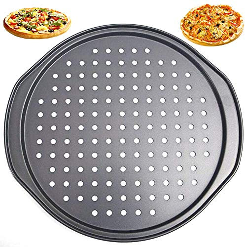 moldes para Hornear Pizza, NALCY Utensilios para Hornear antiadherentes, Molde para Pizza con Agujeros, Bandeja Profesional para Hornear Pizza de Corteza crujiente Redonda de 36 cm
