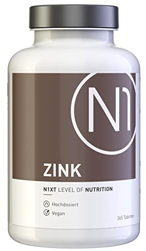 N1 ZINK Tabletten 25 mg - 365 St. Jahresvorrat - VEGAN - nur 1x täglich - Zink Hochdosiert für das Immunsystem - Zinc mit bester Bioverfügbarkeit