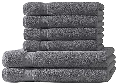 Merkanta Handtuch Set | 10 teilig | 2 Gästetücher 4 Handtücher 2 Duschtücher 2 Waschlappen | 100% Baumwolle | Badetücher | Bath Towel | Handtücherset Badezimmer | Bad Tücher (Anthrazit)