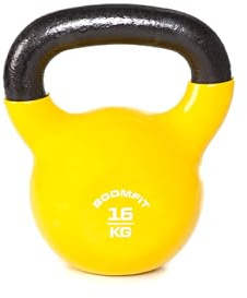 BOOMFIT Ghiria Kettlebell 4-30kg in Ghisa e Vinile | Pesi Palestra per Allenamento Funzionale e Cross Training | Pesa Russa Professionale per Swing e Squat | Attrezzatura Home Gym (Giallo, 16 Kg)
