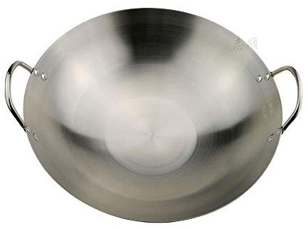 ZXFDMSWJ Pentole da Cucina Wok Padella Non Rivestita Padella Wok Professionale Grande con Manico Wok Multifunzione in Acciaio Inossidabile 60 cm