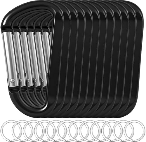 12PCS Carabiner Keychain Clip - 3 Aluminum Caribeener Key Clip,D Ring Shape Nonlocking Carabeaner Hook Buckle,Multi-Function Spring Snap Key Clips Tool for Home,Camping,Hiking,Traveling,Backpack