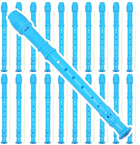 MUKLEI 20 Pack 12 Inch Descant Soprano Recorder, 8 Hole Soprano Recorder Recorder Instrument with Cleaning Rod for Beginners, Blue