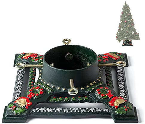 Ventray Weihnachtsbaumständer mit Wasserbehälter, 34 x 34 x 14 cm, klassischer, robuster Universal-Weihnachtsbaum, künstliche Stämme, Kiefernbaum-Basishalter für echte Bäume, Sterne
