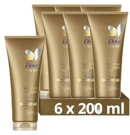 Dove Crema Hidratante Corporal Autobronceadora para Piel de Tono Medio a Oscuro 200ml - Pack de 6