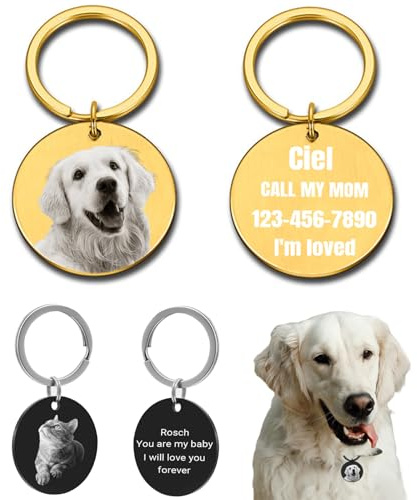 Buaodam Medaglietta Cane Personalizzata, Targhetta Cane con Incisione Foto Logo, Nome, Simbolo e Numero di Telefono, Collare Medaglietta Cane, Targhetta per Cani, Cuccioli e Gatti
