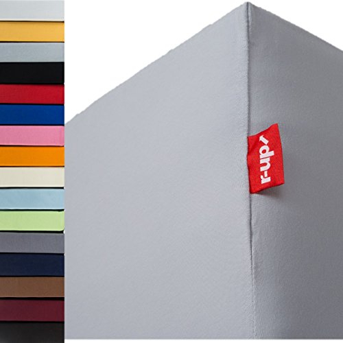 r-up Passt Spannbettlaken 120x200-130x200 bis 35cm Höhe viele Farben 100% Baumwolle 130g/m² Oeko-TEX stressfrei auch für hohe Matratzen (Silbergrau)