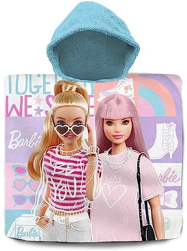 Barbie Kids Swimming Changing Robe Towel |120x60cm|Super Soft Pool Surfing Towel and Quick Dry Beach Towel, Summer Essentials for Kids 3-6 Years