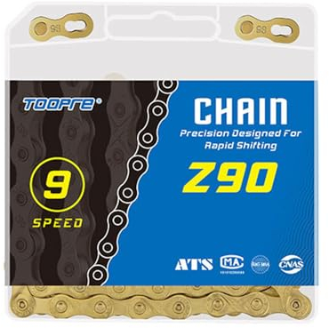 Fahrradkette 9 Fach Fahrrad Kette Gold 1/2 x 11/128 Inch 116 Glieder Kette Fahrrad Set Bmx Kette Mtb Kette Mountainbike Fahrradketten Fahradkette Bike Chain Fahrrad Zubehör Kettenwerkzeug