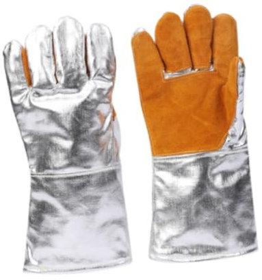 perfk Gants résistants à la chaleur Gants de soudage Gants aluminisés résistants à la chaleur et aux hautes températures, Orange