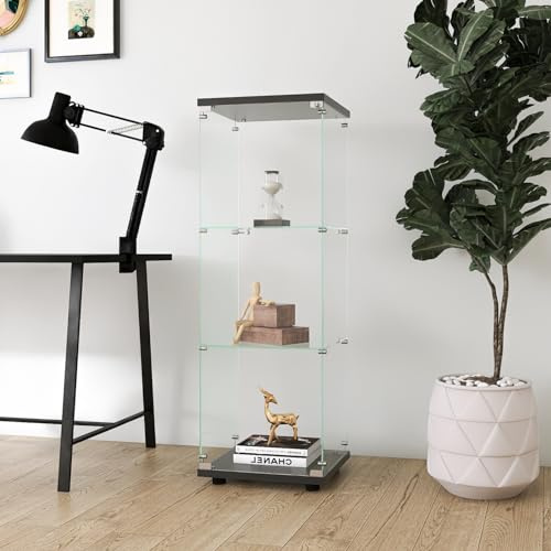 FOERPL Vetrina in Vetro,3 piani Vetrinetta Espositiva Verticale con Serratura,42x36x125 cm Vetrine di Vetro Armadio da Collezione per Soggiorno Bar Collezionismo