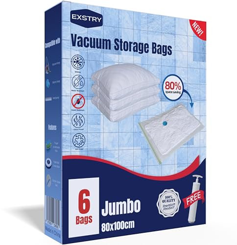 Vacuum Storage Bags for Clothes (Jumbo Pack of 6)