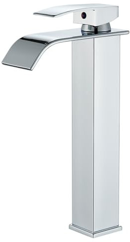 JUNSHENG Grifo del Baño, Grifo Moderno del Lavabo del Baño de Una Manija, Chapado Electrolítico, Grifo de Agua Caliente y Fría, Grifo de Cascada del Baño