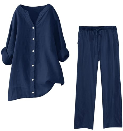 JokeLomple Tuta Donna Completa Cotone - Tuta da Ginnastica Curvy Jogging Tracksuit Tute Sportive Donne Palestra Felpa Vita Alta Completo Y2K a Maglia Set Oversize Primavera Completa Senza Cappuccio