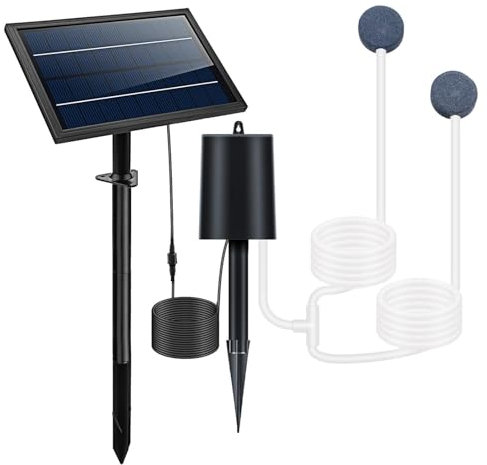 Ossigenatore di laghetto solare, aeratore a pompa 'aria o stagno | 3 modalità Aeratore di pesca a pompa 'aria | Pompa ad aria del laghetta regolabile, pompa di ossigeno solare 9v6W per laghetto estern