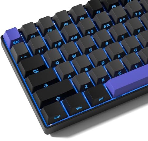 Rainy75 Shine Through Double Shot PBT Keycaps Set, Cherry Profile Custom Keycaps 60 65 75 100 Percent for 61/64/68/84/87/100/104/108 Retro Gaming Mechanical Keyboard, Black Purple