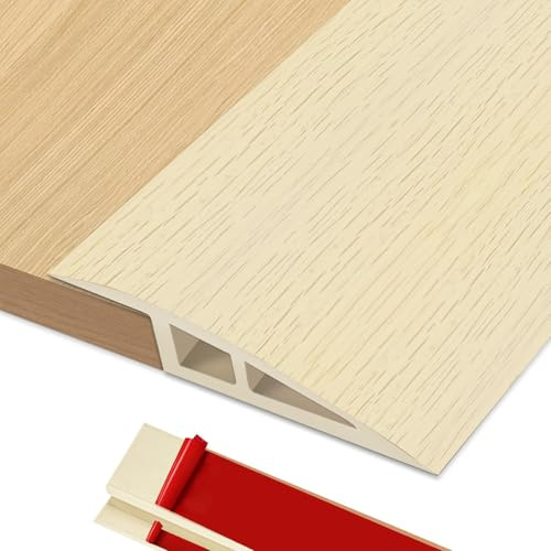 BOYIFEIJIE Soglia di Dislivello Pavimento, 1M x 7cm Profilo di Raccordo per Pavimenti in PVC Autoadesivo, Profilo di Transizione per Dislivelli di Pavimento da 15mm ~ 20mm (Rovere Bianco)