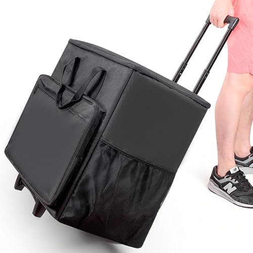 BUBM PC Carrying Case on Wheels, Desktop Travel Bag with Detachable Trolley for PC Tower, Monitor, Keyboard and Mouse, Black (Bag Only, for 27 Monitor)