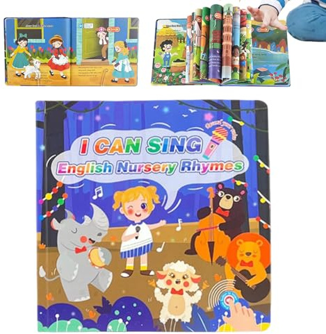 Audiolibros para Niños | Libros de Lectura en Inglés sobre Animales con 15 Canciones - Juguete Educativo para Niños y Niñas, Desarrollo del Lenguaje, Estimulación Sensorial, Hogar, Escuela