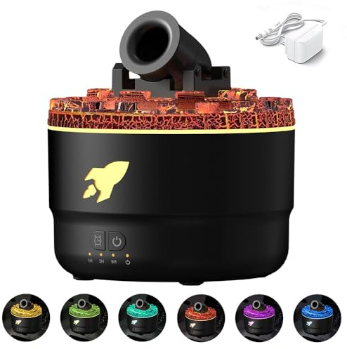 Cannon Humidifier, diffusore di aromi con cannoni LED a 7 colori, 3 livelli di timing, diffusore da 280 ml, spegnimento automatico, umidificatore per casa, ufficio, camera da letto (nero)