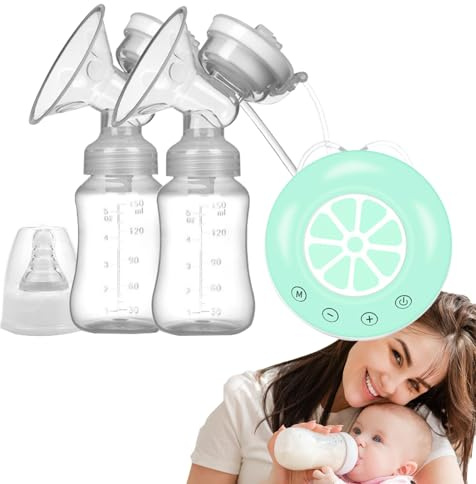 Huvqianu Pompa per latte elettrica, pompa elettrica portatile per infermieristica | Estrattori di latte materno ricaricabili con 2 bottiglie di - Modalità multiple, basso rumore